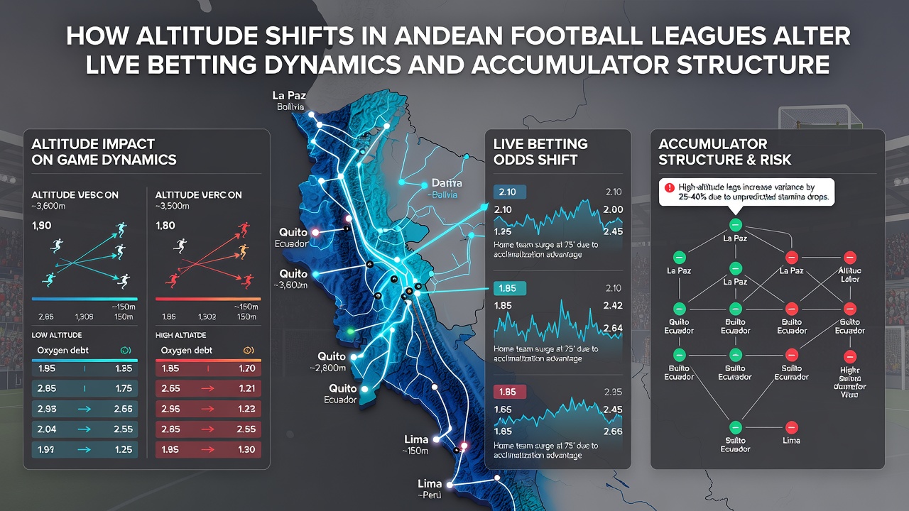 Live betting interface displaying dynamic odds for an Andean football match affected by altitude