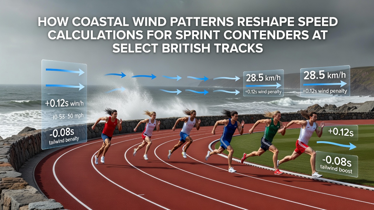 Wind measurement equipment and sprint track layout showing directional influences