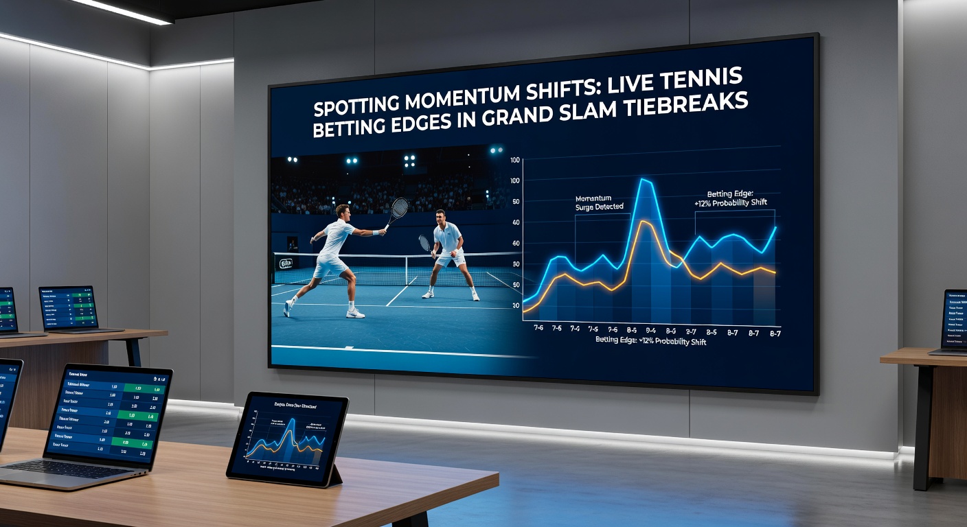 Close-up of tennis scoreboard showing a tense Grand Slam tiebreak in progress